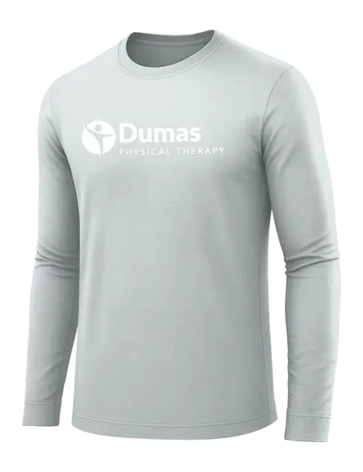 Long Sleeve Light Grey PosiCharge Competitor Tee w/Dumas Logo