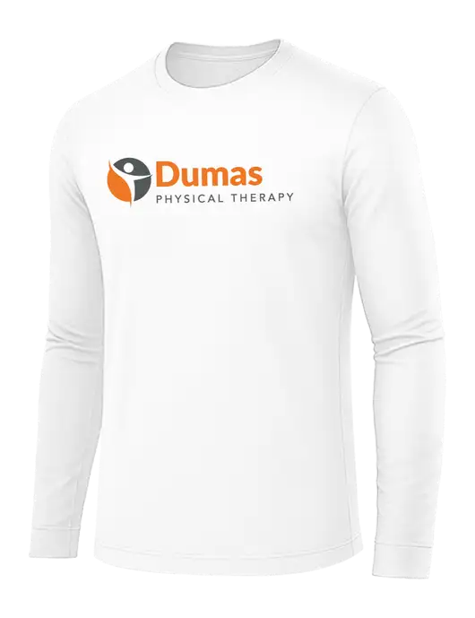 Long Sleeve White PosiCharge Competitor Tee w/Dumas Logo