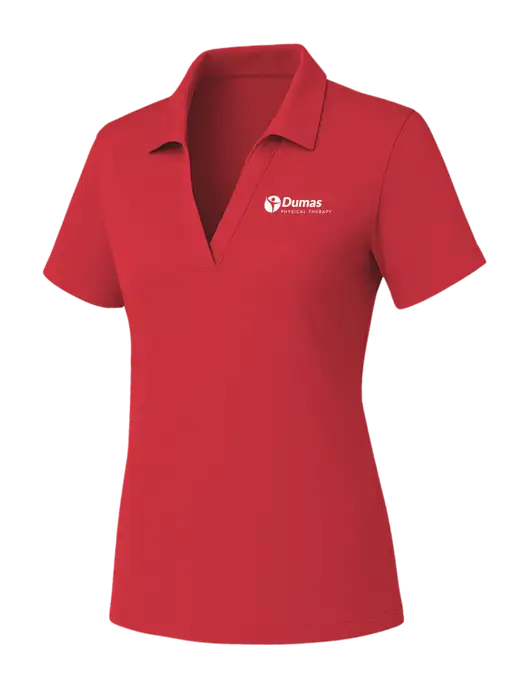 Womens Red PosiCharge RacerMesh Polo w/Dumas Logo