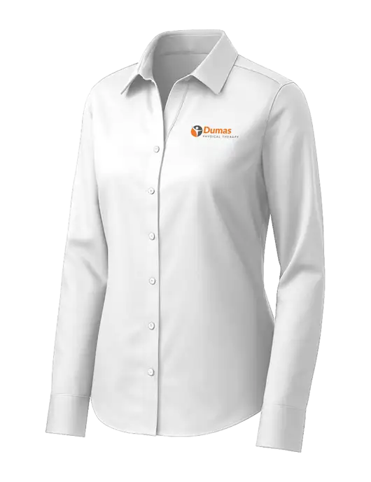 Brooks Brothers Womens White Wrinkle-Free Stretch Pinpoint Shirt w/Dumas Logo