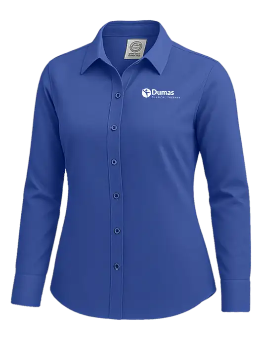 Brooks Brothers Womens Royal Blue Wrinkle-Free Stretch Nailhead Shirt w/Dumas Logo