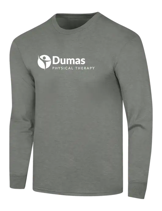 Simply Soft Long Sleeve Heathered Charcoal 4.5 oz, Poly/Combed Ring Spun Cotton T-Shirt w/Dumas Logo