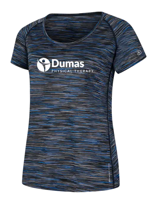 OGIO Womens Black/Royal Space Dye Verge Scoop Neck w/Dumas Logo
