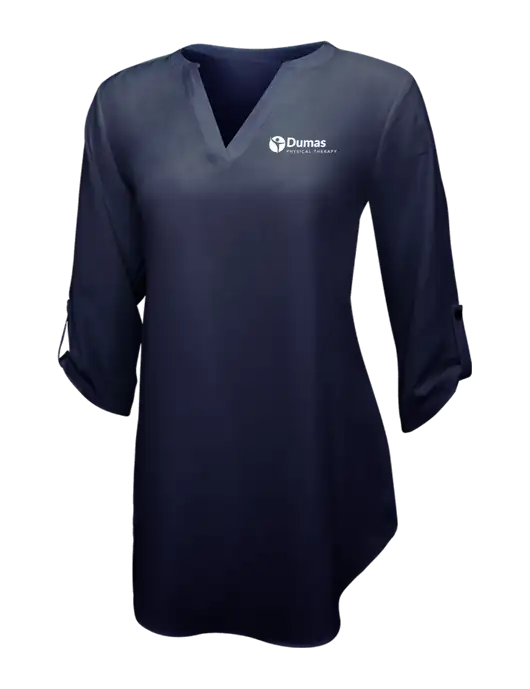 Navy Womens 3/4 Sleeve Tunic Blouse w/Dumas Logo