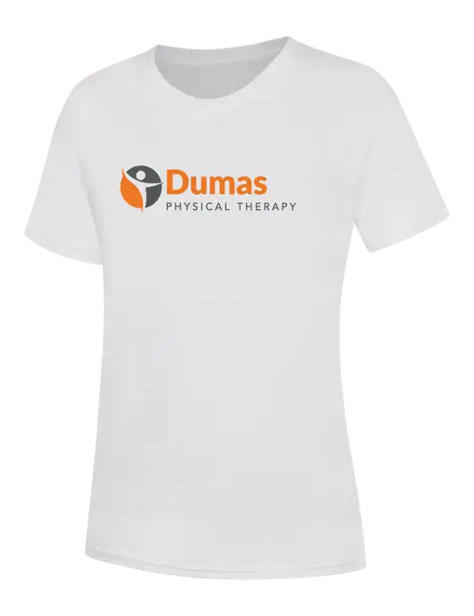 Womens White Core Blend Tee w/Dumas Logo