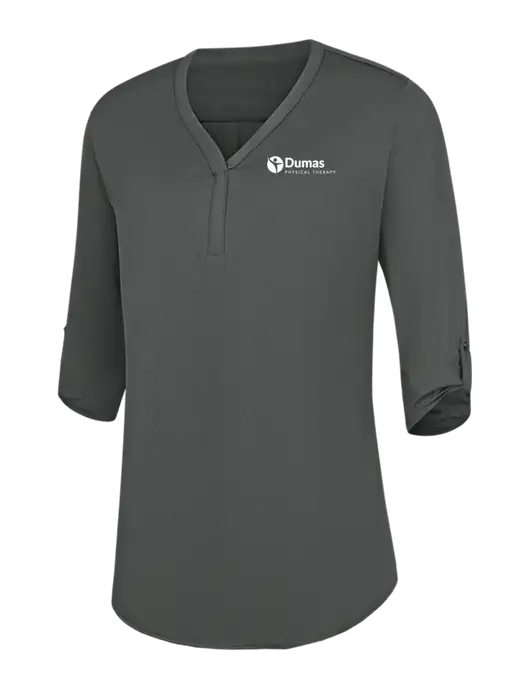Womens Dark Grey City Stretch 3/4-Sleeve Tunic w/Dumas Logo