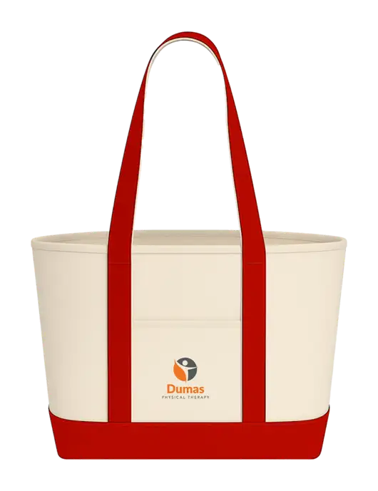 Natural/Red Large Sturdy Cotton Canvas Carryall  w/Dumas Logo