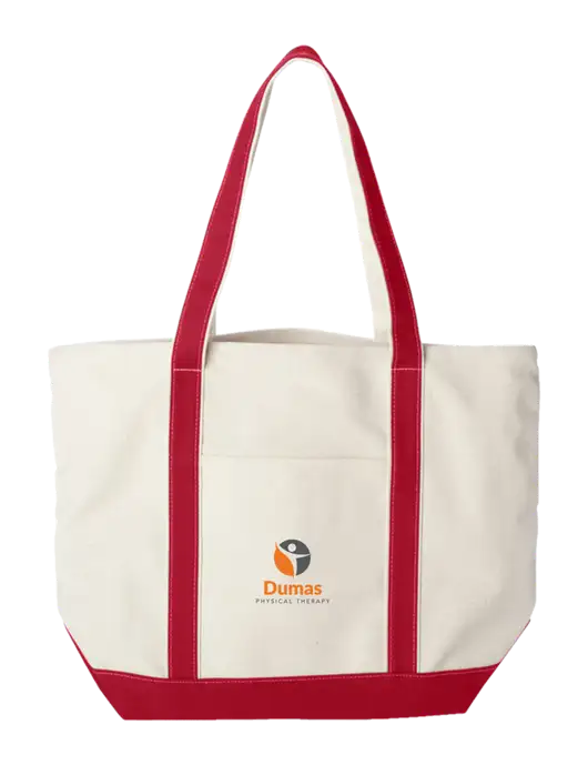 Extra Large Natural/Red Sturdy Canvas Carryall w/Dumas Logo