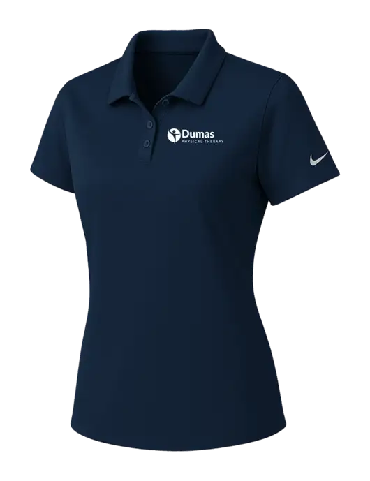 Nike Womens Navy Dry Essential Solid Polo w/Dumas Logo