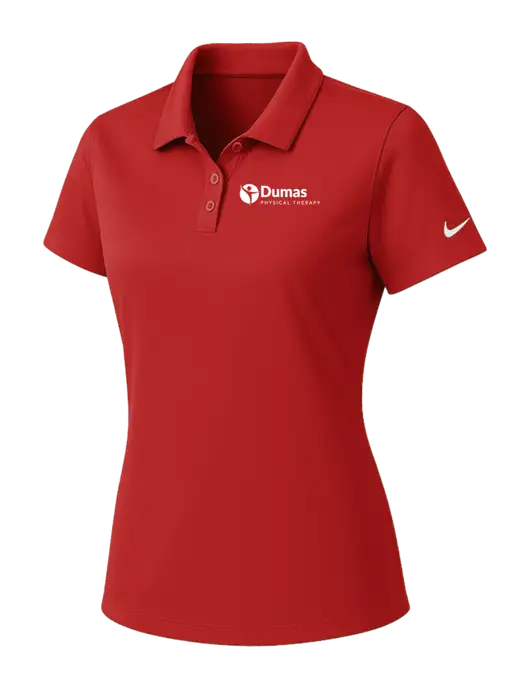 Nike Womens Red Dry Essential Solid Polo w/Dumas Logo