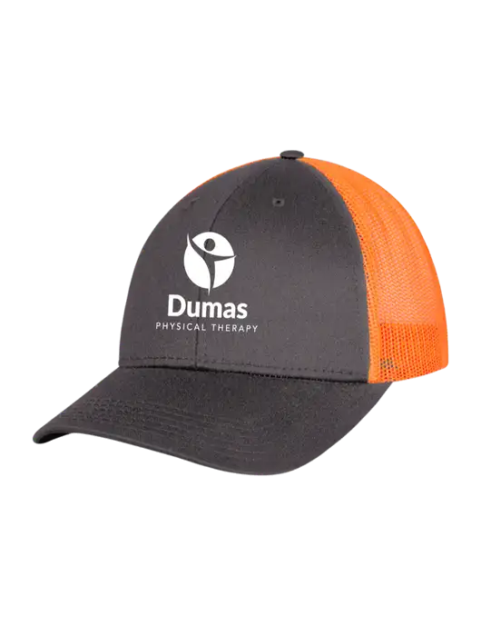 Neon Orange/Charcoal Mesh Trucker Cap Snap Back w/Dumas Logo