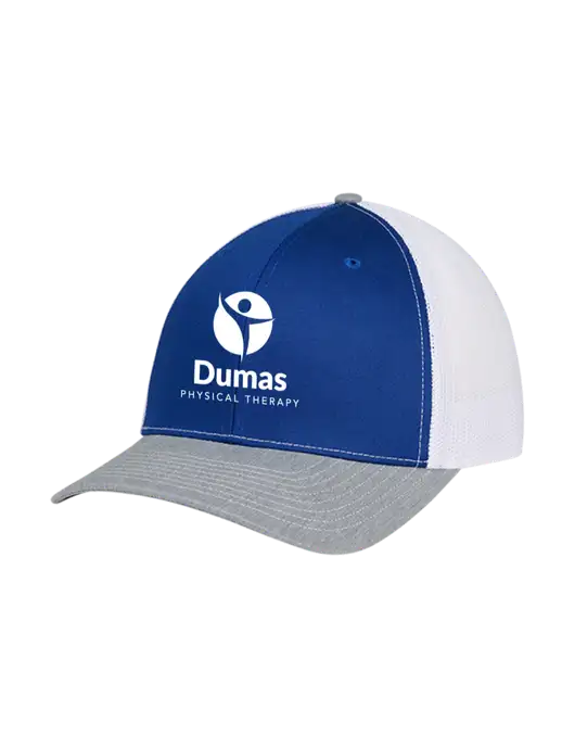 Richardson Adjustable Snapback Original 112 Trucker Cap Royal/HeatherGrey/White Mesh w/Dumas Logo