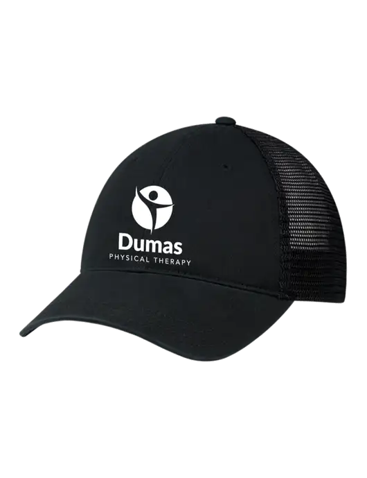 Richardson 111 Garment Washed Trucker Cap Black w/Black Mesh w/Dumas Logo