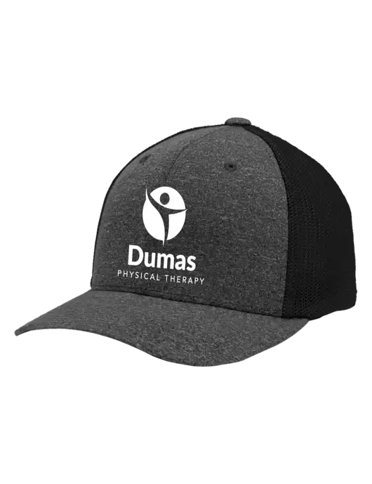 Flexfit Black/Dark Charcoal Heather Melange Mesh Back Trucker Cap w/Dumas Logo