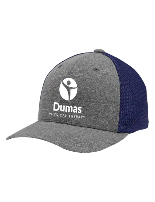Flexfit Navy/Medium Grey Heather Melange Mesh Back Trucker Cap w/Dumas Logo