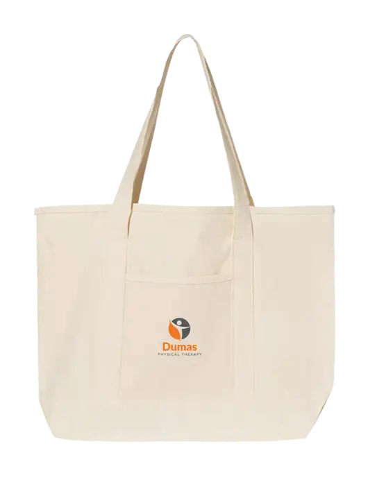 Natural Large Canvas Deluxe Tote w/Dumas Logo
