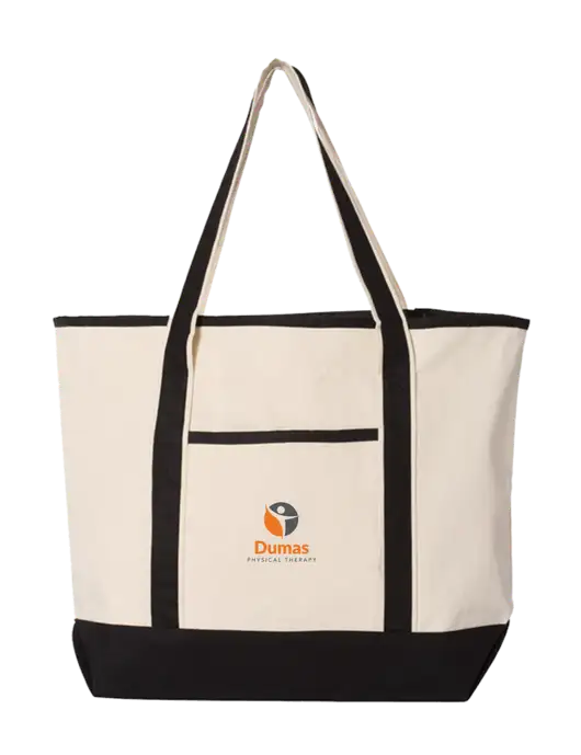 Natural/Black Large Canvas Deluxe Tote w/Dumas Logo