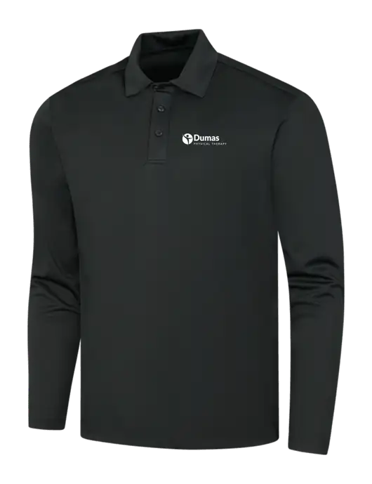 Black Silk Touch Performance Long Sleeve Polo w/Dumas Logo