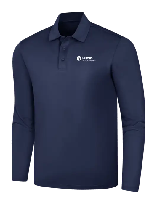 Navy Silk Touch Performance Long Sleeve Polo w/Dumas Logo