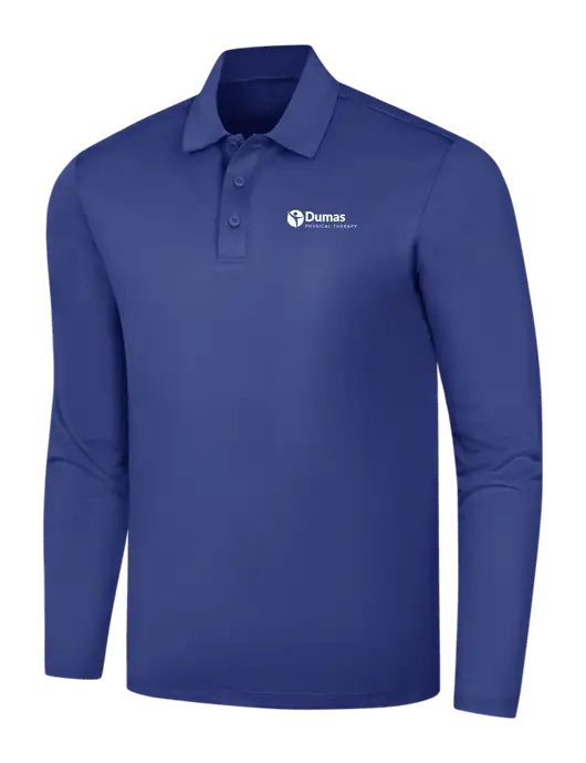 Dark Royal Silk Touch Performance Long Sleeve Polo w/Dumas Logo