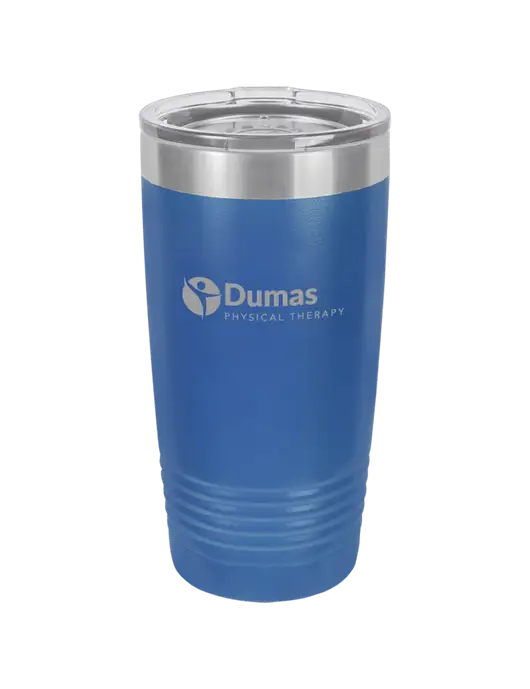 Polar Camel 20 oz Powder Coated Royal Vacuum Insulated Tumbler w/Dumas Logo