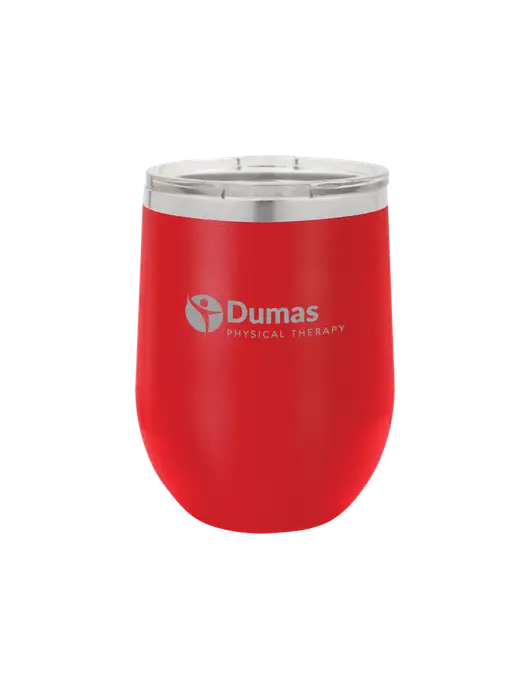 Polar Camel 12 oz Powder Coated Red Vacuum Insulated Stemless Wine Tumbler w/Dumas Logo