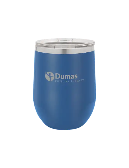 Polar Camel 12 oz Powder Coated Royal Vacuum Insulated Stemless Wine Tumbler w/Dumas Logo