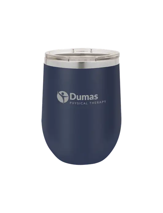 Polar Camel 12 oz Powder Coated Navy Vacuum Insulated Stemless Wine Tumbler w/Dumas Logo